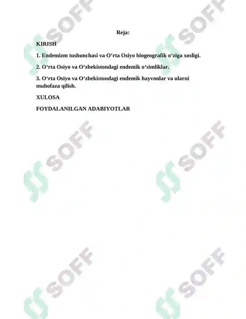 O‘rta Osiyo va O‘zbekistonning endemik organizmlari 2