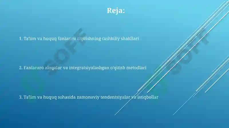 Ta'lim va huquq fanlarini o'qitishning tashkiliy shakllari va fanlararo aloqadorligi 2