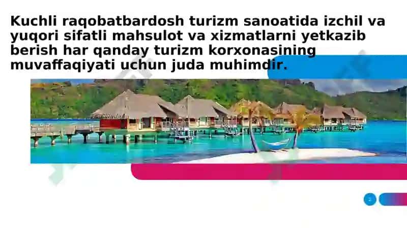 TURIZM VA MEHMONXONA KORXONALARIDA MAXSULOT VA XIZMATLARNI STANDARTLASHTIRISH 2