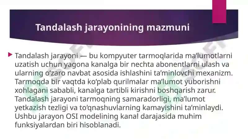 Tandalash jarayoni va turlari 2