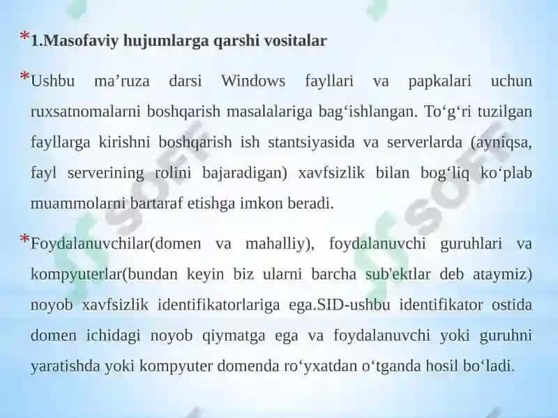 Masofaviy hujumlariga qarshi himoya vositalari 2