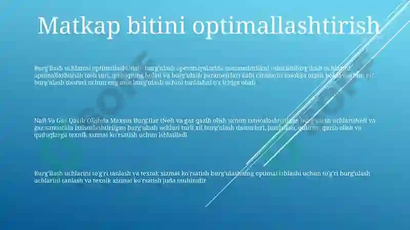 Naft Va Gaz Qazib Olishda Maxsus Burg'Ilar 2