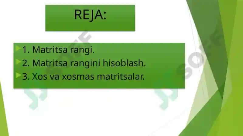 Matritsa rangini hisoblash. Xos va xosmas matritsalar 2