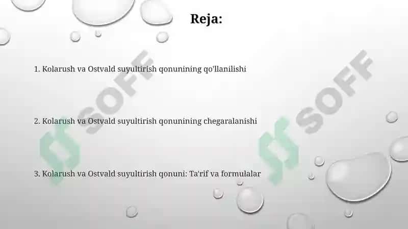 Kolarush va Ostvald suyultirish qonuni 2