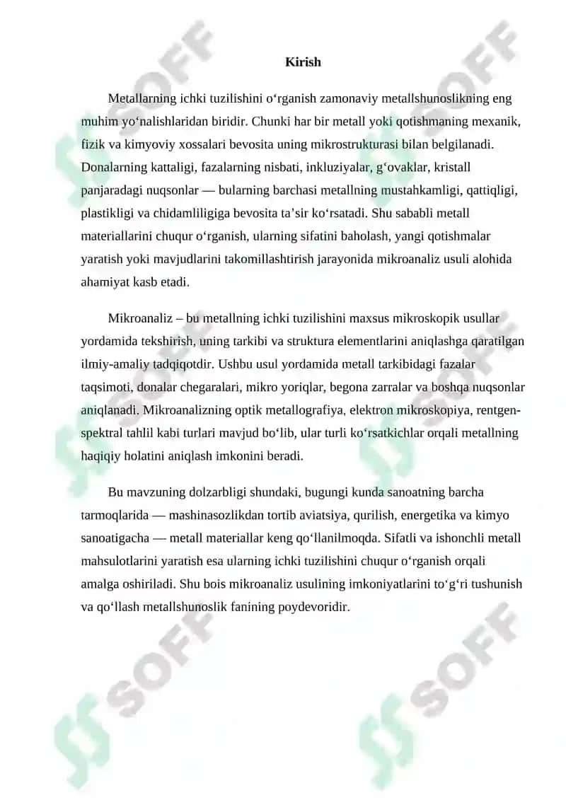 Metallarning ichki tuzilishini Mikroanaliz usulida o‘rganish 2
