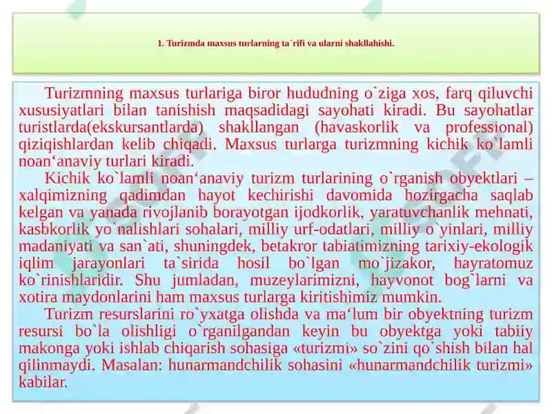 Turizmning maxsus turlari 2