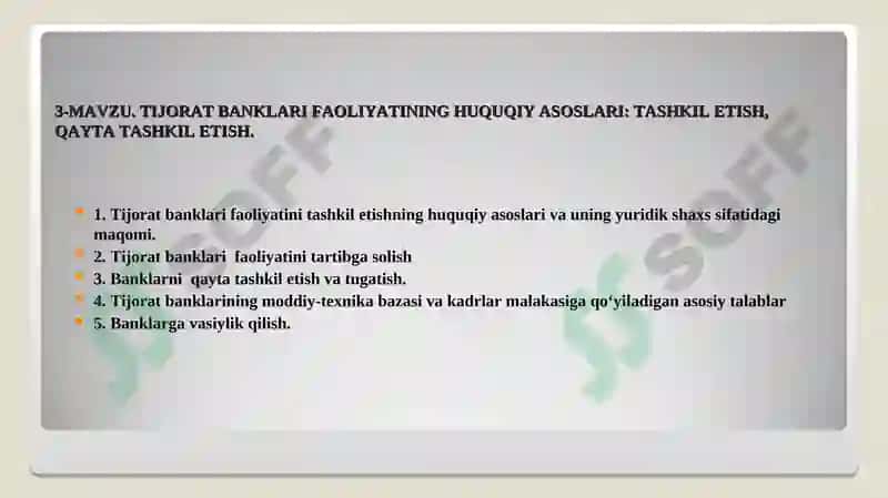 TIJORAT BANKLARI FAOLIYATINING HUQUQIY ASOSLARI 2