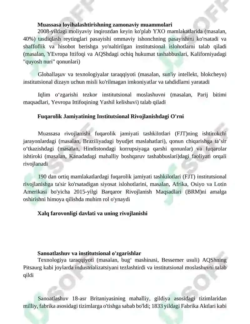 Institutsional rivojlanish evolyutsiyasi 2