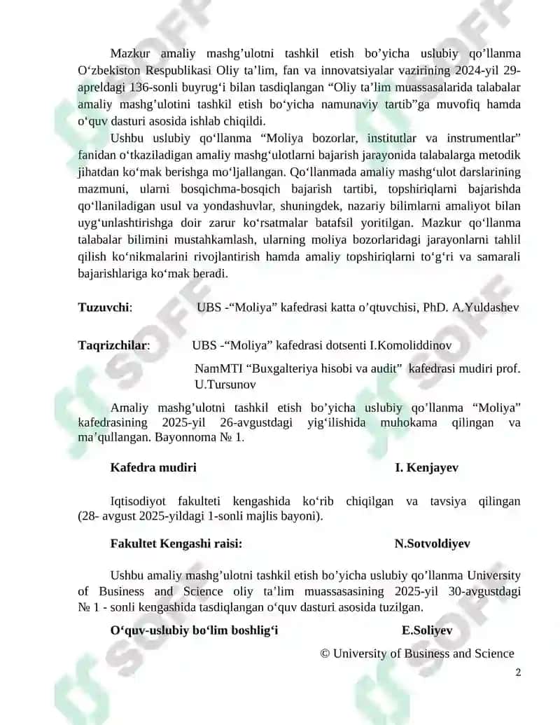 Moliya bozorlar, institutlar va instrumentlar 2