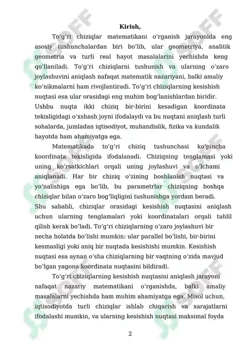 To'g'ri chiziqlarning kesishishi nuqtasi va uni topish usullari 2