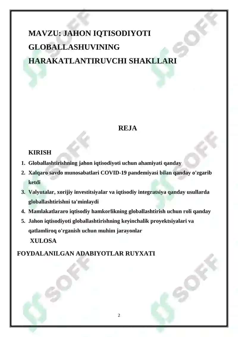 JAHON IQTISODIYOTI GLOBALLASHUVINING HARAKATLANTIRUVCHI SHAKLLARI 2