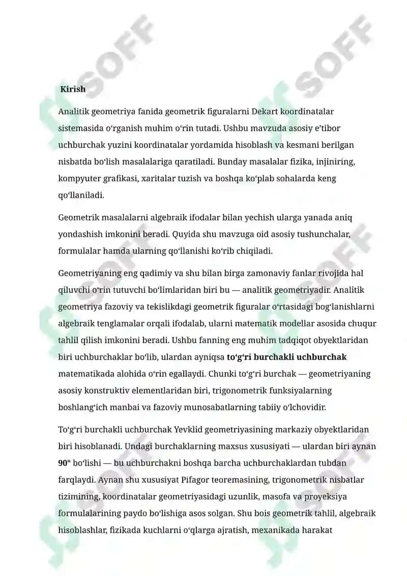 Analitik geometriya fanida geometrik figuralarni Dekart koordinatalar sistemasida o‘rganish 2