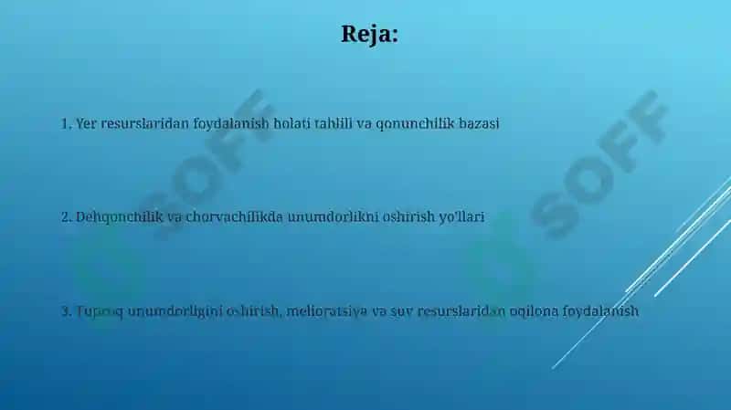 Yer resurslaridan foydalanish holati tahlili 2