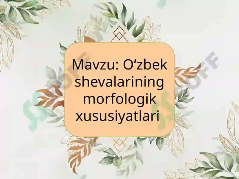 O'zbek Dialektalogiyasi 2