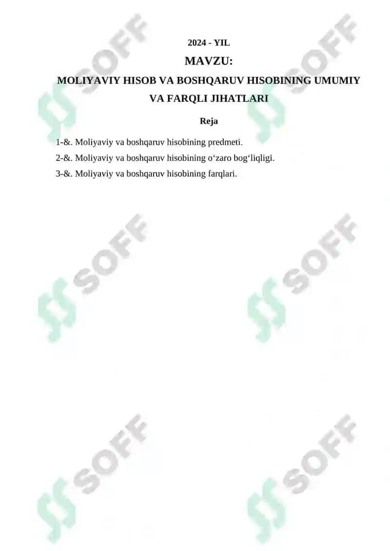 MOLIYAVIY HISOB VA BOSHQARUV HISOBINING UMUMIY VA FARQLI JIHATLARI 2