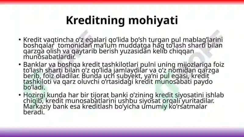 Banklarda kredit operatsiyalarining buxgalteriya hisobi 2