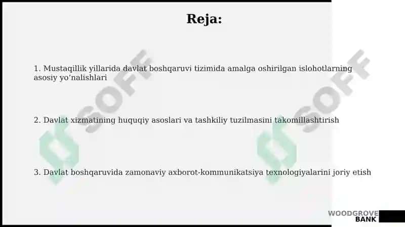 Mustaqillik yillarida davlat boshqaruvi tizimida amalga oshirilgan islohotlar 2