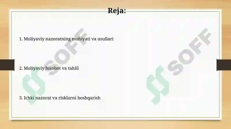 Biznesda moliyaviy nazoratni tashkil etish asoslari 2