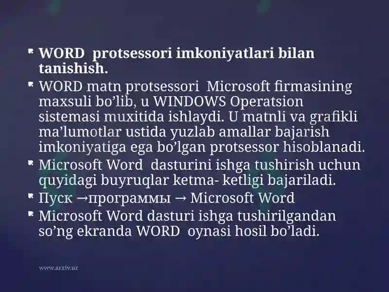 WORD dasturi 2