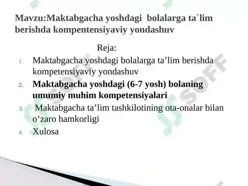 Maktabgacha yoshdagi  bolalarga ta`lim berishda kompentensiyaviy yondashuv 2