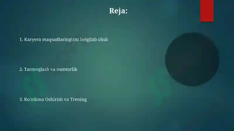 Karyera rejalashtirish va rivojlantirish 2
