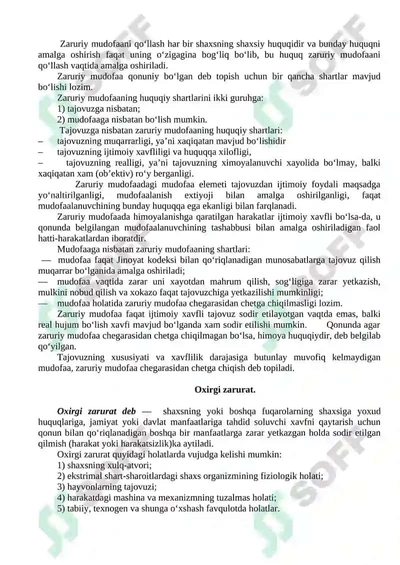 Qilmishning jinoiyligini istisno qiluvchi holatlar 2