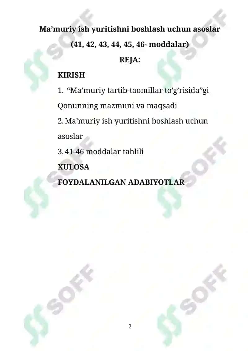 Ma’muriy ish yuritishni boshlash uchun asoslar 2