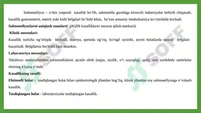 Salmonellyoz epidemiologiyasi va profilaktikasi 2