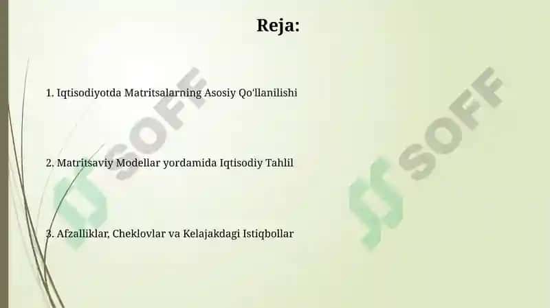 Matritsalar nazariyasi va iqtisodiy modellash 2