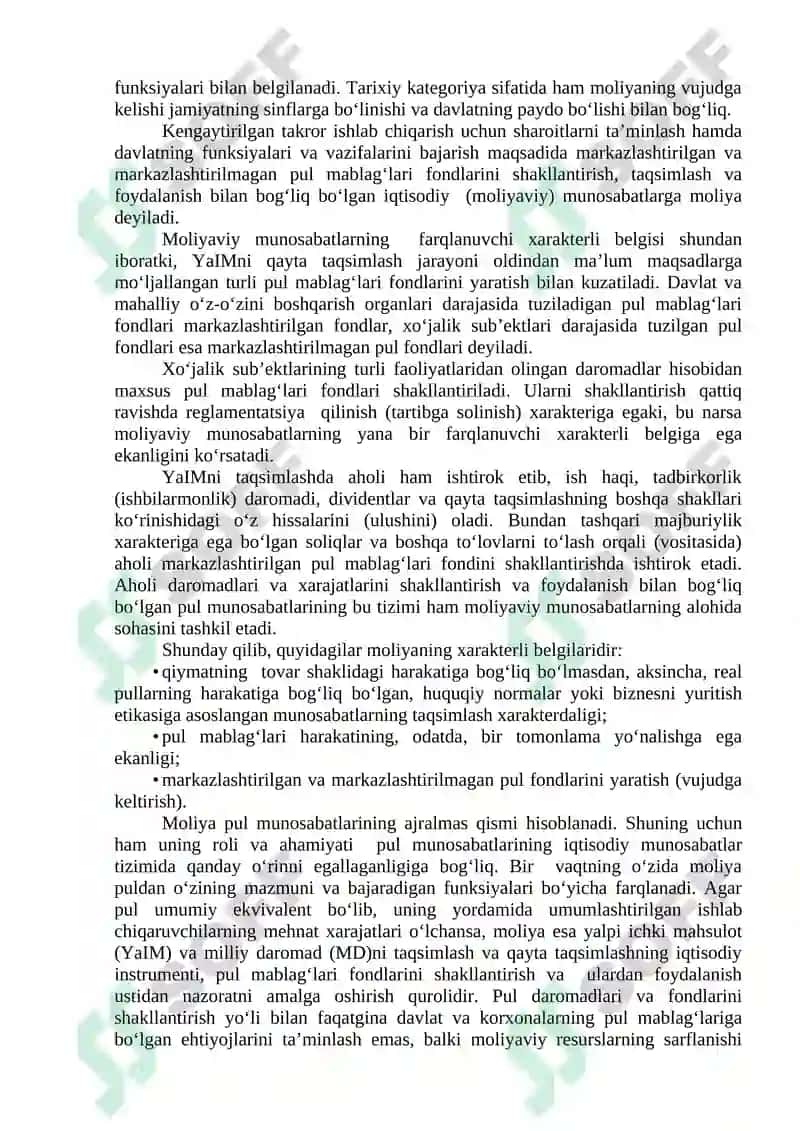 Moliyaning Mohiyati va Funksiyalari 2