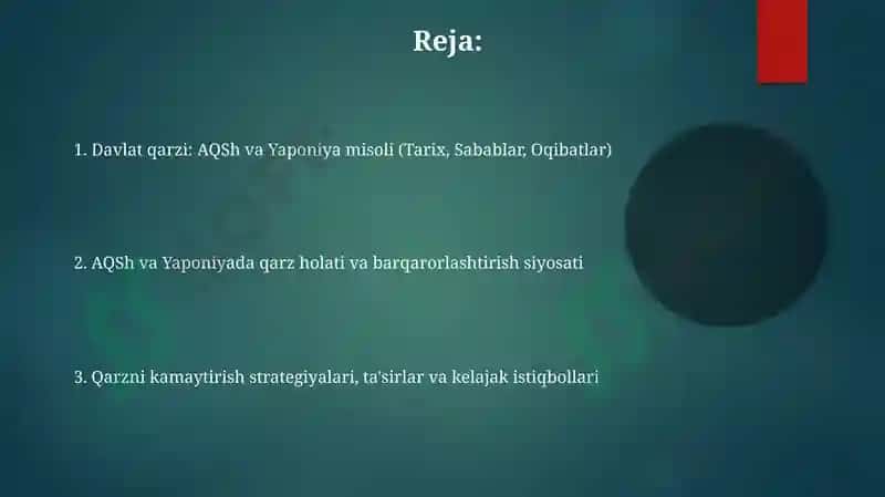 Davlat qarz muammosi AQSh Yaponiya davlatlari misolida 2