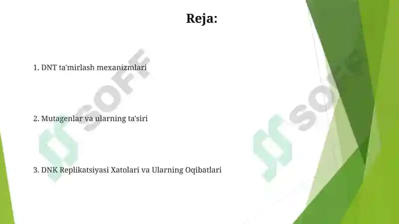 Mutatsiya va DNK reparatsiyasining molekulyar mexanizmlari 2