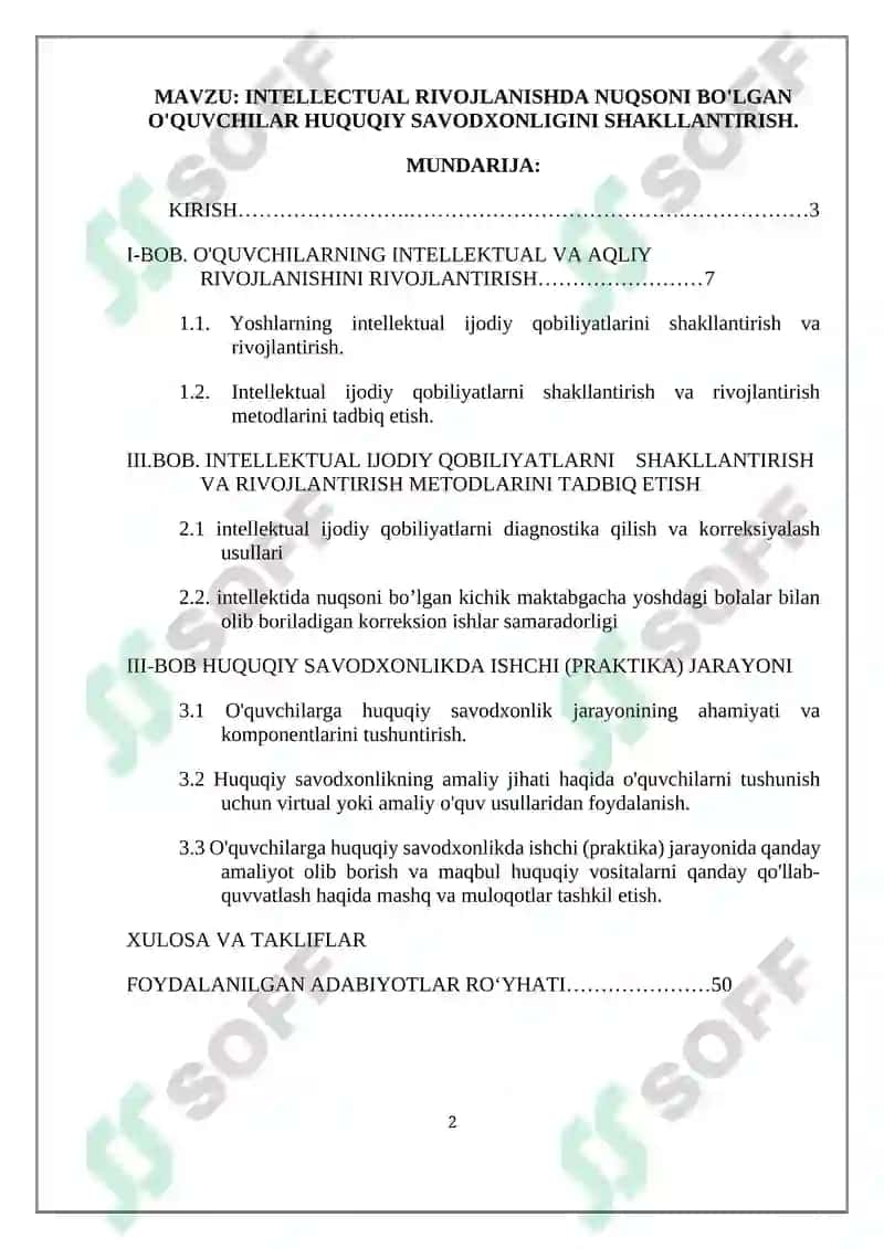 INTELLECTUAL RIVOJLANISHDA NUQSONI BO'LGAN O'QUVCHILAR HUQUQIY SAVODXONLIGINI SHAKLLANTIRISH 2