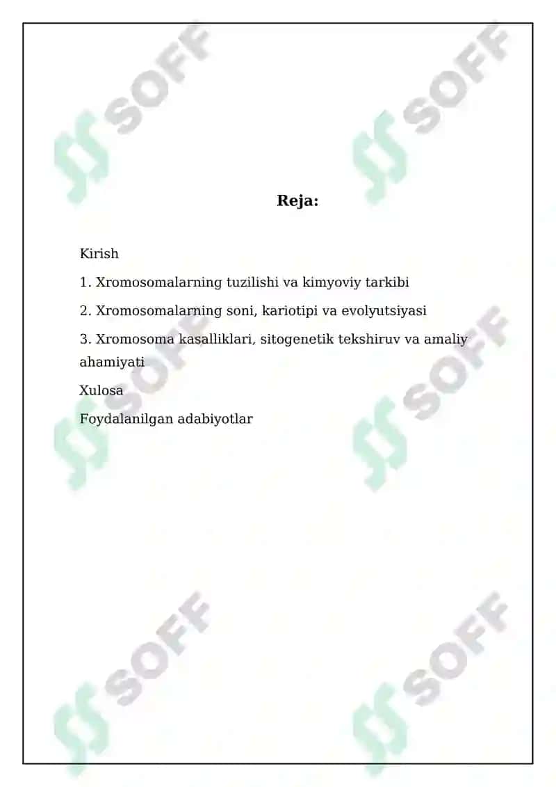 Odam va hayvon xromosomalarining morfofuksional xarakteristikasi 2