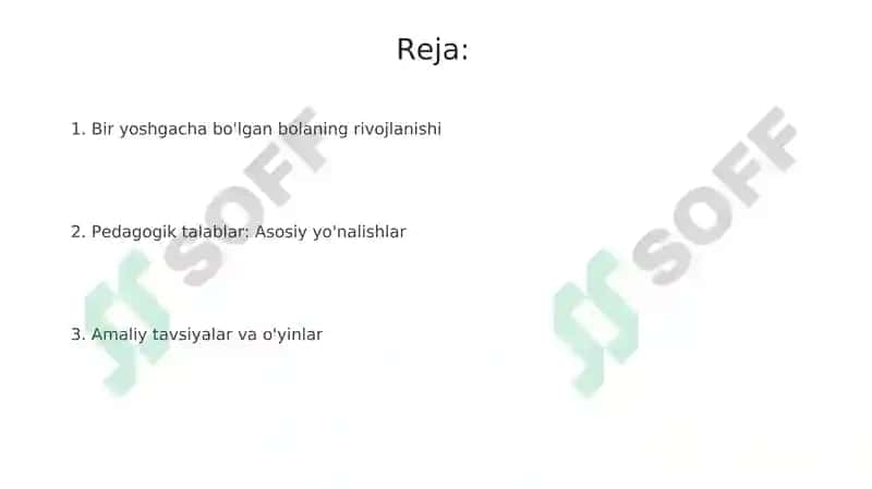 Bir yoshgacha bo'lgan bolalarning rivojlanishi va unga qo'yiladigan pedagogik talablar 2