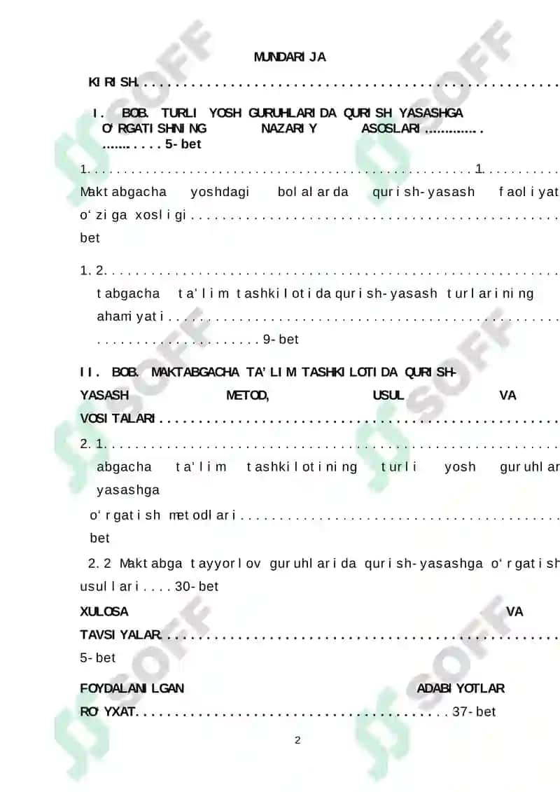TURLI YOSH GURUHLARIDA QURISH YASASHGA O‘RGATISH METODIKASI 2