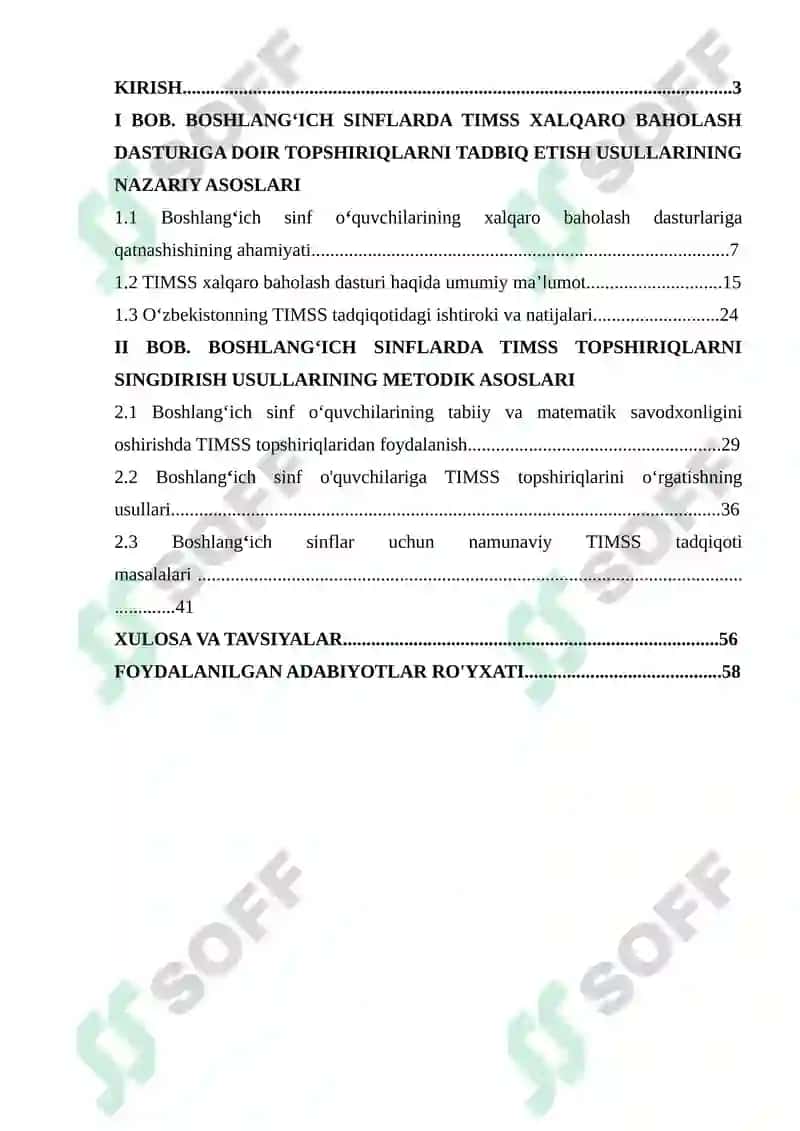 Boshlang’ich sinf matematika darslarida TIMSS xalqaro baholash dasturiga doir topshiriqlarni tadbiq etish texnologiyasi 2