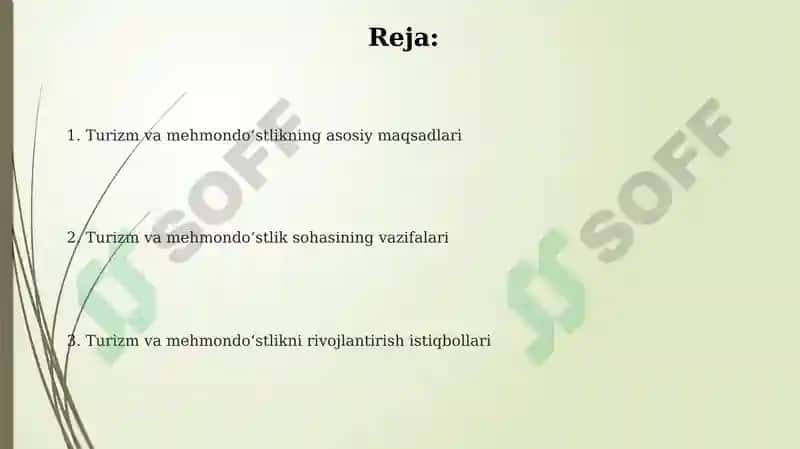 Turizm va mehmondoʻstlikning mazkur maqsadi va vazifalari 2