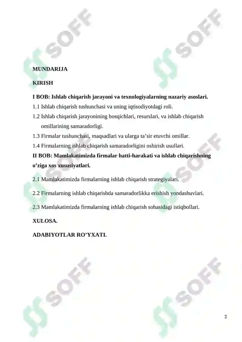Ishlab chiqarish va firmalarning hatti-harakati 2