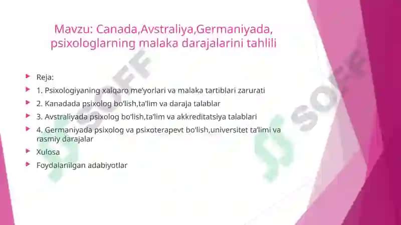Canada,Avstraliya,Germaniyada, psixologlarning malaka darajalarini tahlili 2
