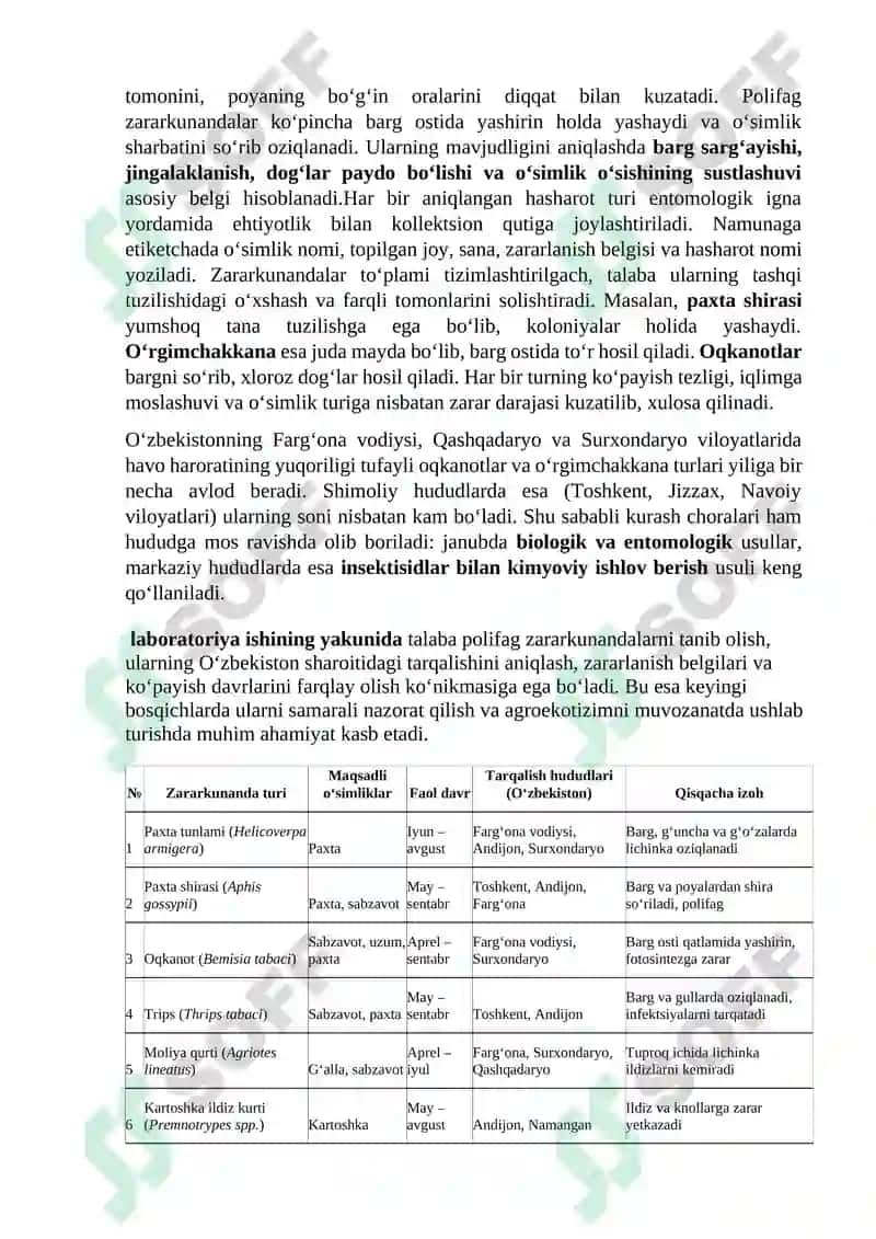 Polifag zararkunandalarni aniqlash usullari 2