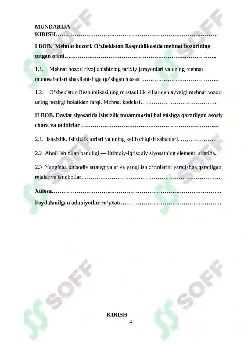 Oʻzbekiston  Respublikasida mehnat bozorining shakllanishi va ishsizlikning oʻziga xos xususiyatlari 2