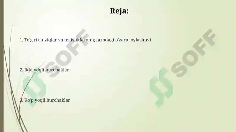 Fazodatoʻgʻrichiziqlarhamdatekisliklaroʻzarojoylashuvi 2