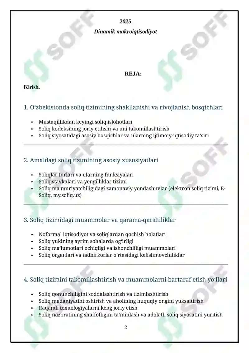 Oʻzbekistonda soliq tizimi: xususiyatlari, qarama-qarshiliklar va ularni bartaraf etish yoʻllari 2
