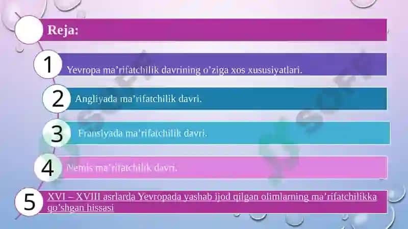 XVI – XVIIIasrlarda Yevropa ma’rifatchilik asri 2