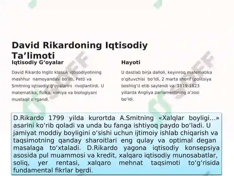 Klassik iqtisodchilar: rikardo, maltus, sey 2