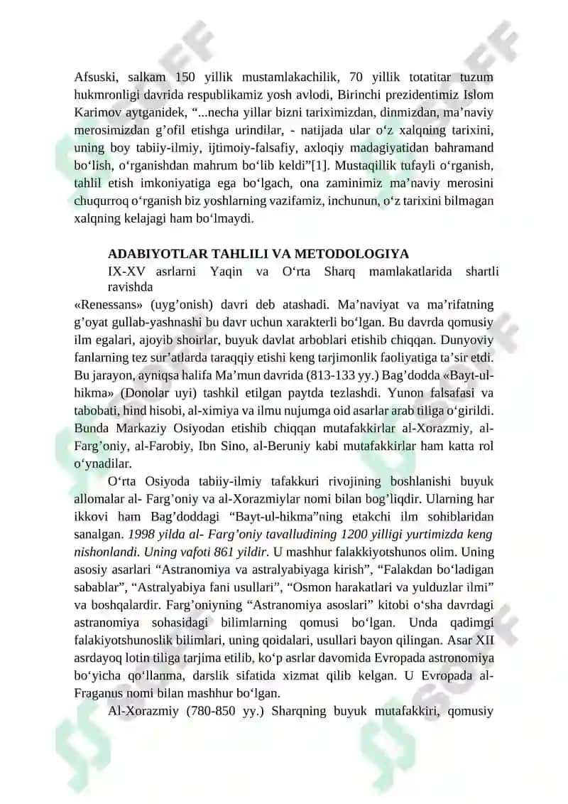 O‘RTA OSIYO ALLOMALARI ILMIY MEROSINING O‘RNI 2