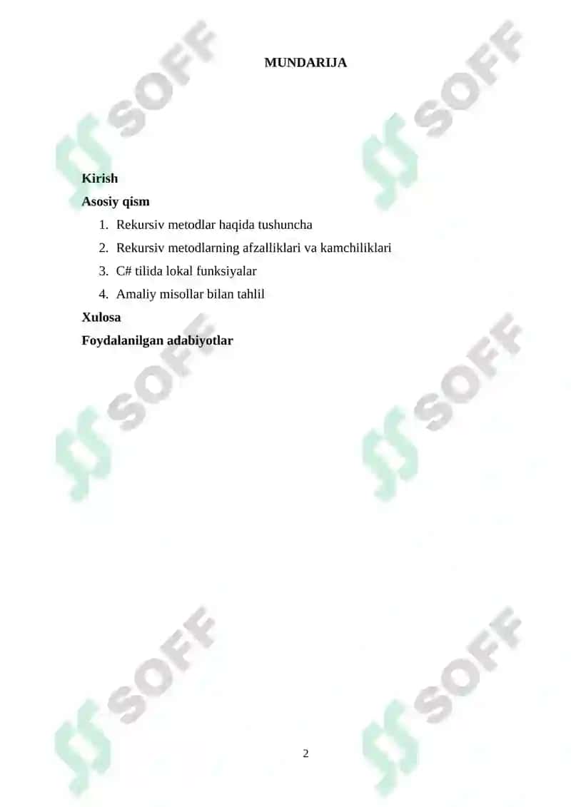 C# dasturlash tilida rekursiv metodlar va lokal funksiyalardan foydalanish 2