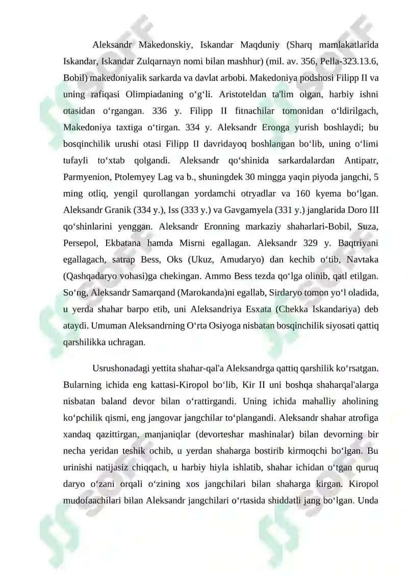 Aleksandr Makedonskiyning Baqtriya va So‘g‘diyonaga yurishlari 2