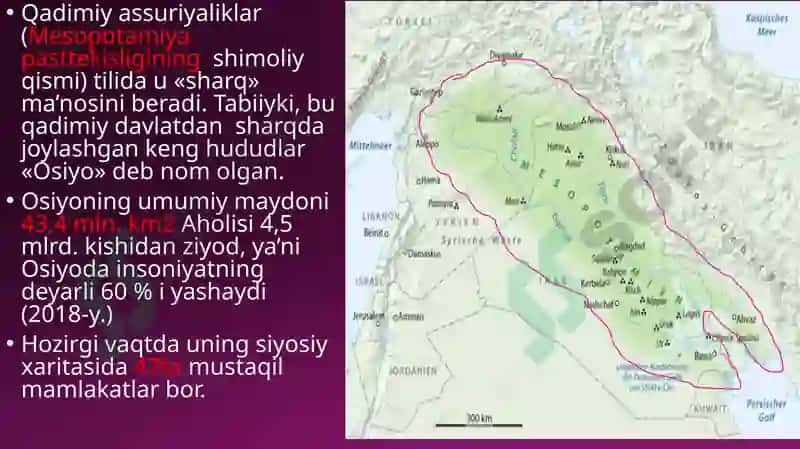 Osiyo qit’asining geografiko‘rni, chegara va siyosiy xaritasi 2